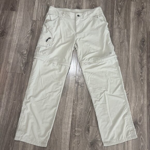 Columbia Omni Shield Womens Convertible Cargo Hiking Pants Size 10 Beige Zip Off - Picture 1 of 16